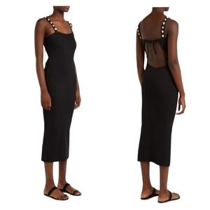 Staud Rio shell trimmed ribbed knit midi dress size Small